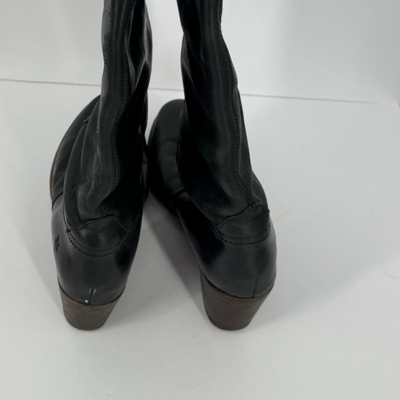 Frye Jane Black Leather Tall Riding Boots With Heel Western Classic Preppy 8.5 - Picture 5 of 13
